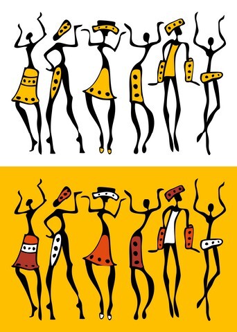 Figures of african dancers set